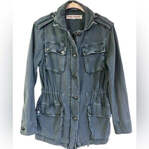 Free People Not Your Brothers Surplus Relaxed Army Cargo Utility Jacket Green XS